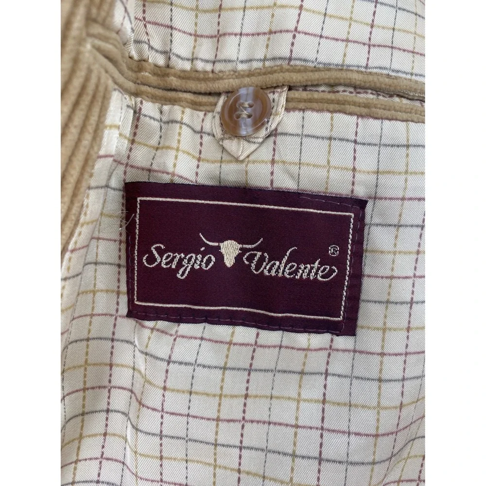 Sergio Valente Blazer Tan Corduroy Excellent Vintage Suede Elbow Patches 42R